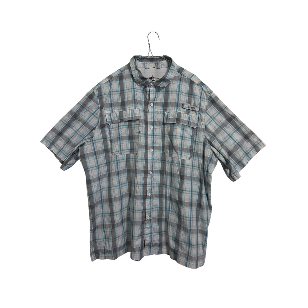 Light Blue Plaid Short-Sleeve Button-Down Shirt